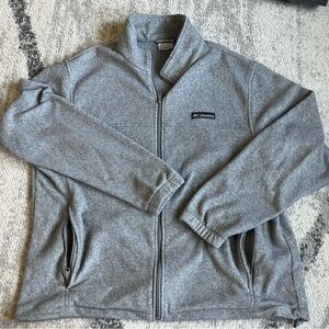 Columbia Full Zip Fleece Sweatshirt Jacket Grey Mens Size XL